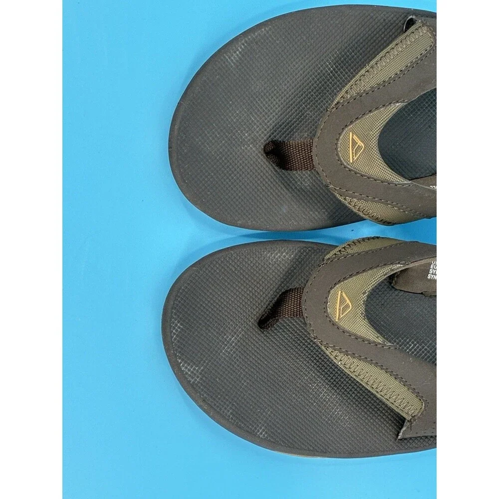 Reef Fanning Men’s 11 Brown Black Flip Flops Bottle Opener Air Cushion Sandals